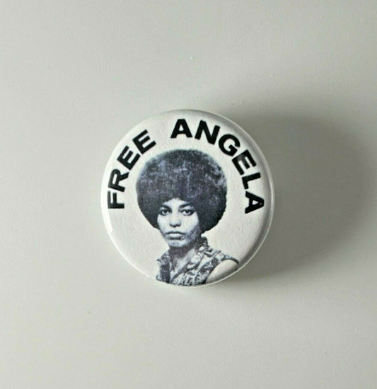Free Angela Davis 1.25" Button A014B125 Black Panther Party Pin Badge