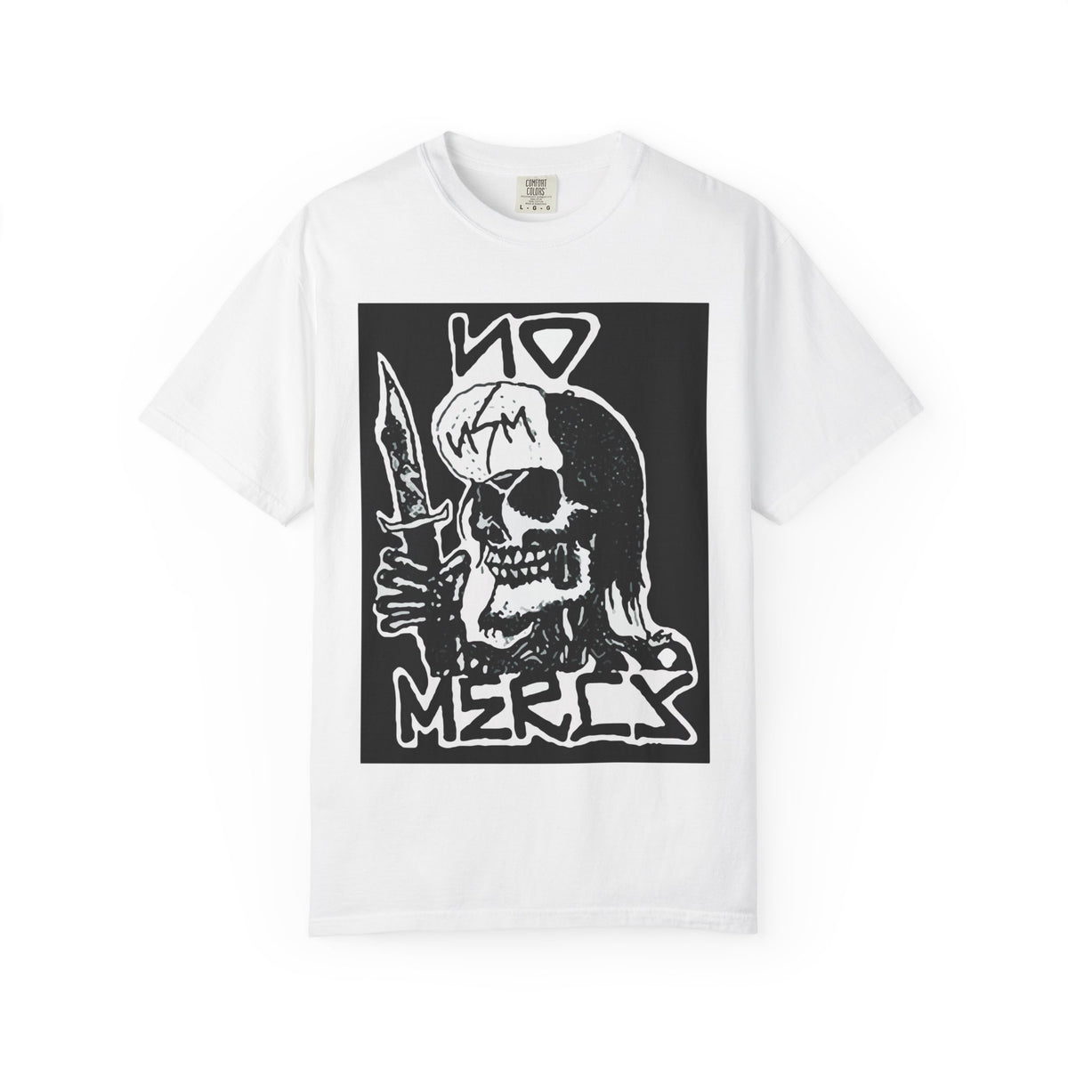 No Mercy Skull T-Shirt — Graphic Punk Skull With Knife Tee