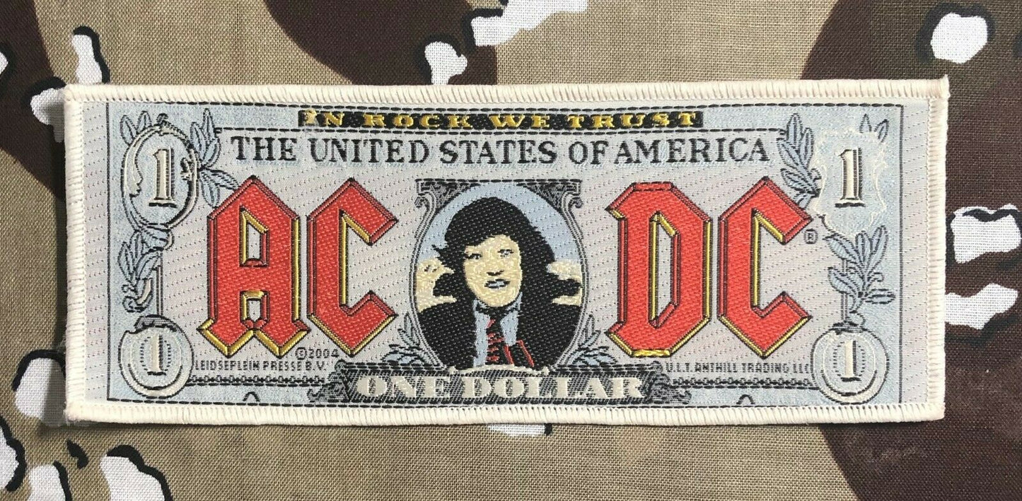 AC/DC Angus Young Dollar Bill Woven Patch A080P