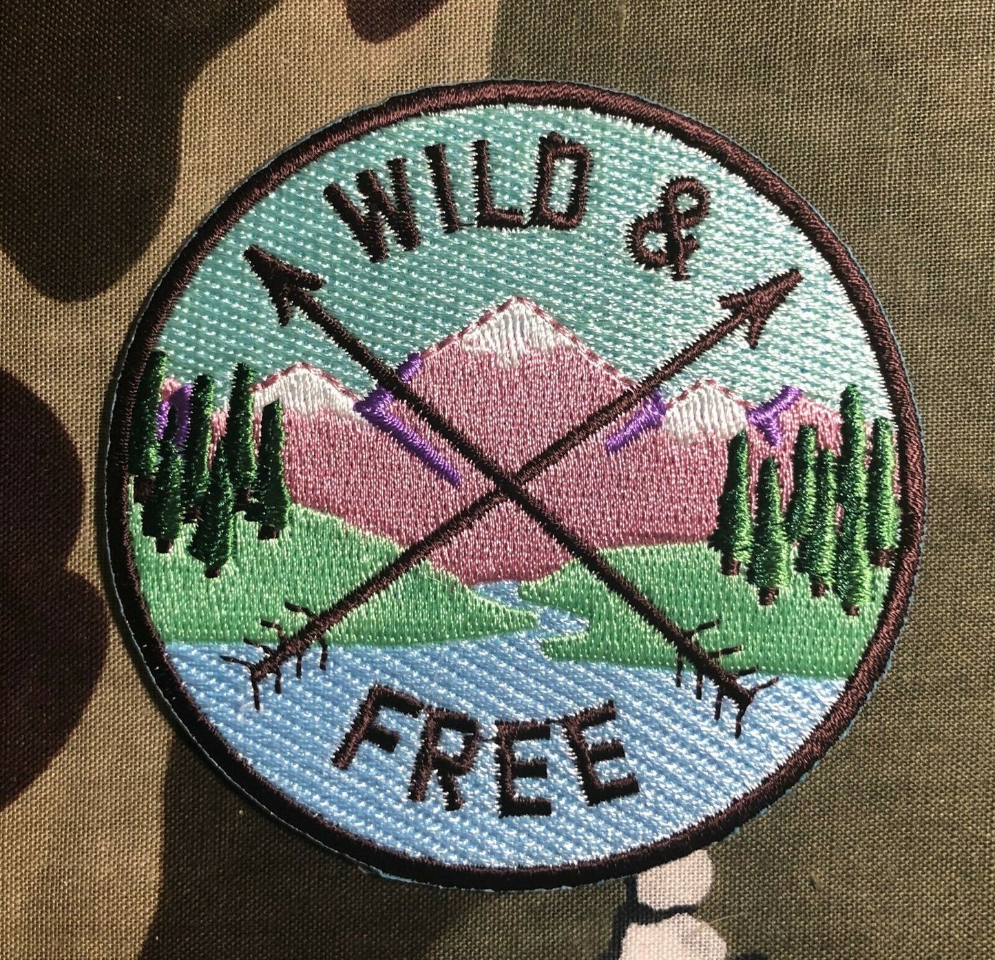 Wild and Free Mountains Outdoors Embroidered Patch O020P