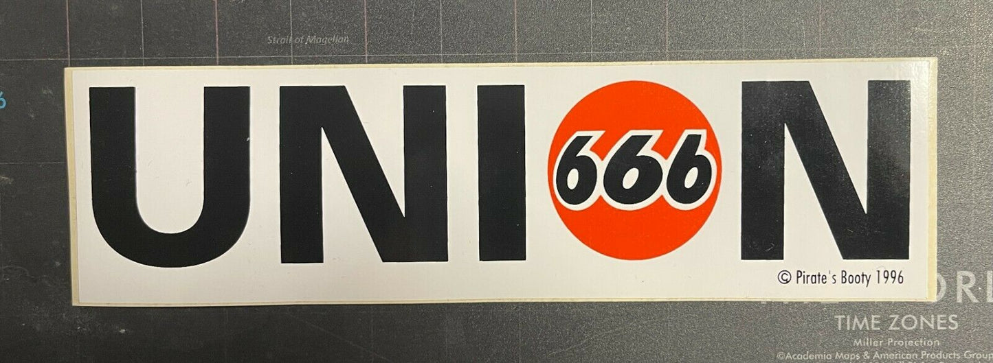 Union 666 Vinyl Bumper Sticker U001S