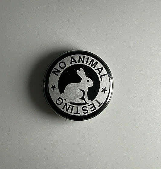 No Animal Testing Vegan 1” Button V003B Pin Badge