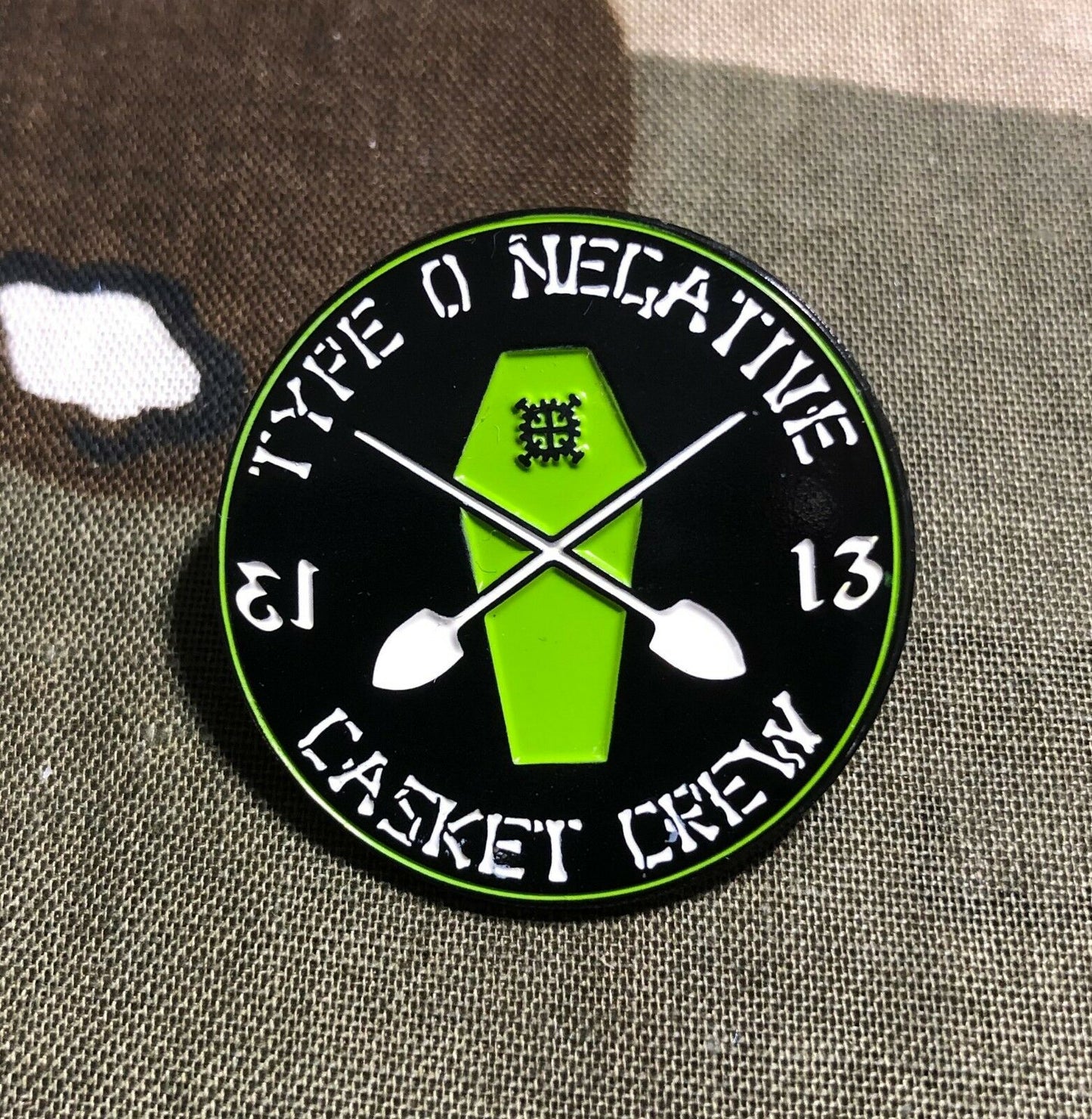 Type O Negative "Official" Casket Crew Enamel Lapel Pin T004PC Badge