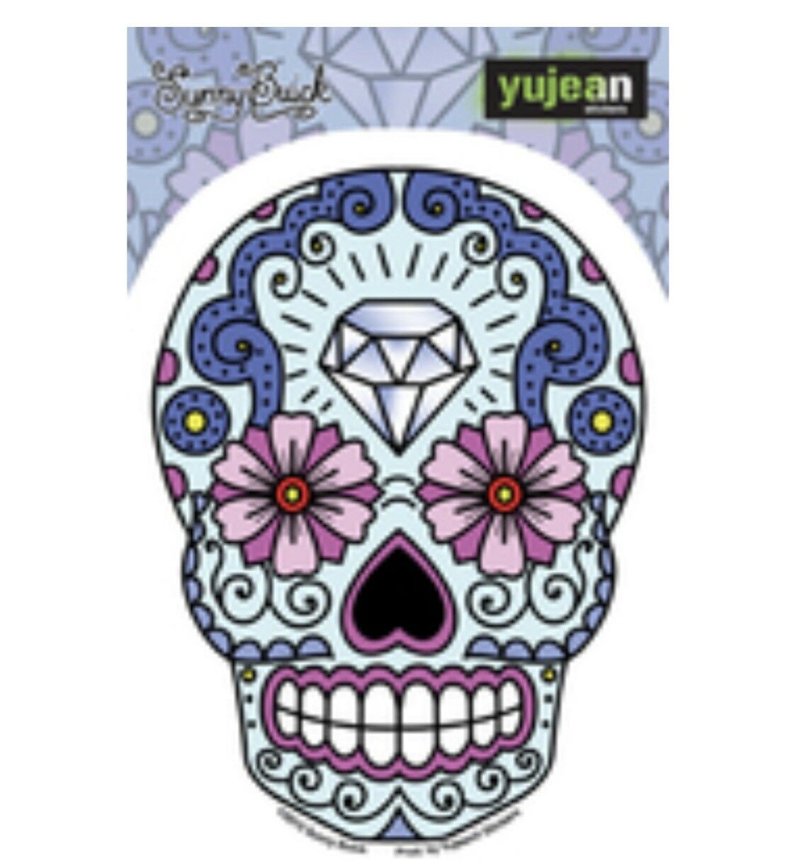 Sugar Skull Dia De Los Muertos Blue Diamond Sticker S008S