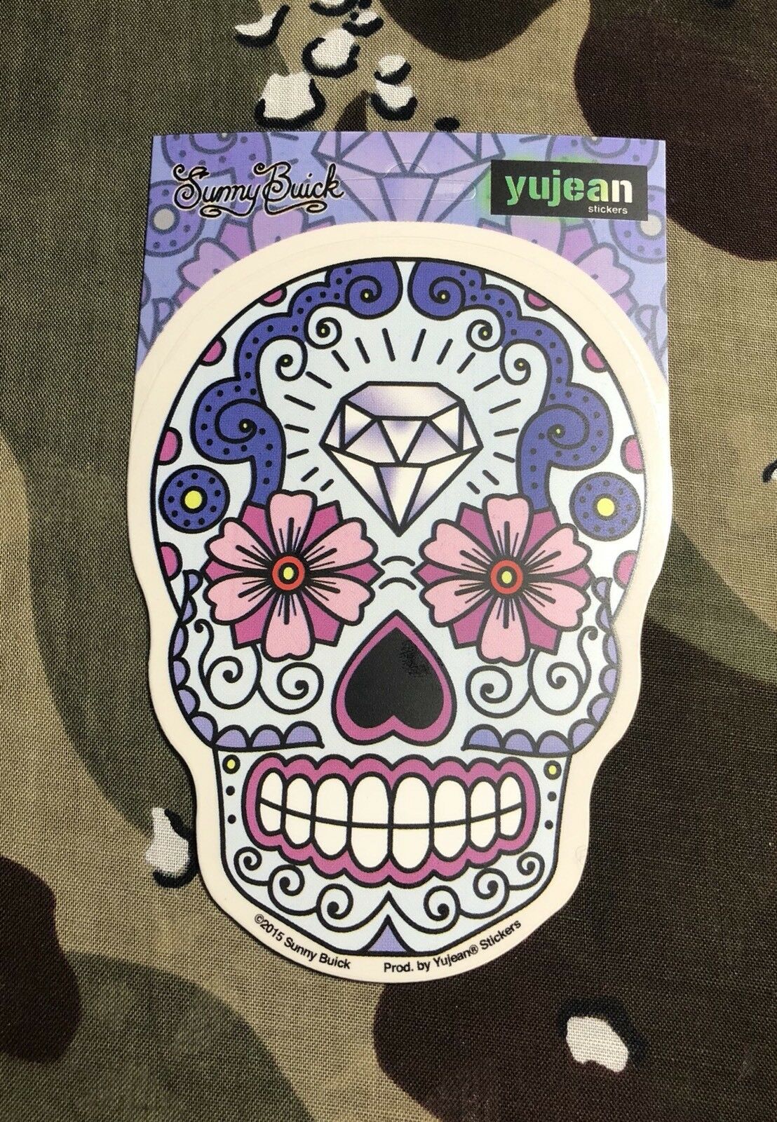 Sugar Skull Dia De Los Muertos Blue Diamond Sticker S008S