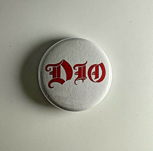 Dio White Logo 1" Button D010B Badge Pin