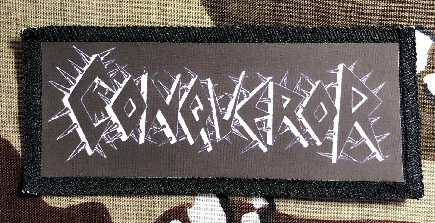 Conqueror Logo Black Metal Sublimated Printed Patch C062P