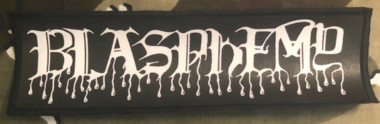 Blasphemy Black Metal Logo Large Super Strip Sublimated Printed Patch B026P