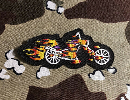 Motorcycle Flame Embroidered Patch M012P Harley Davidson Biker Triumph Indian