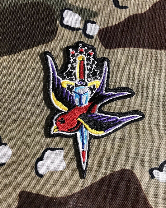 Bird And Dagger Embroidered Patch B006P