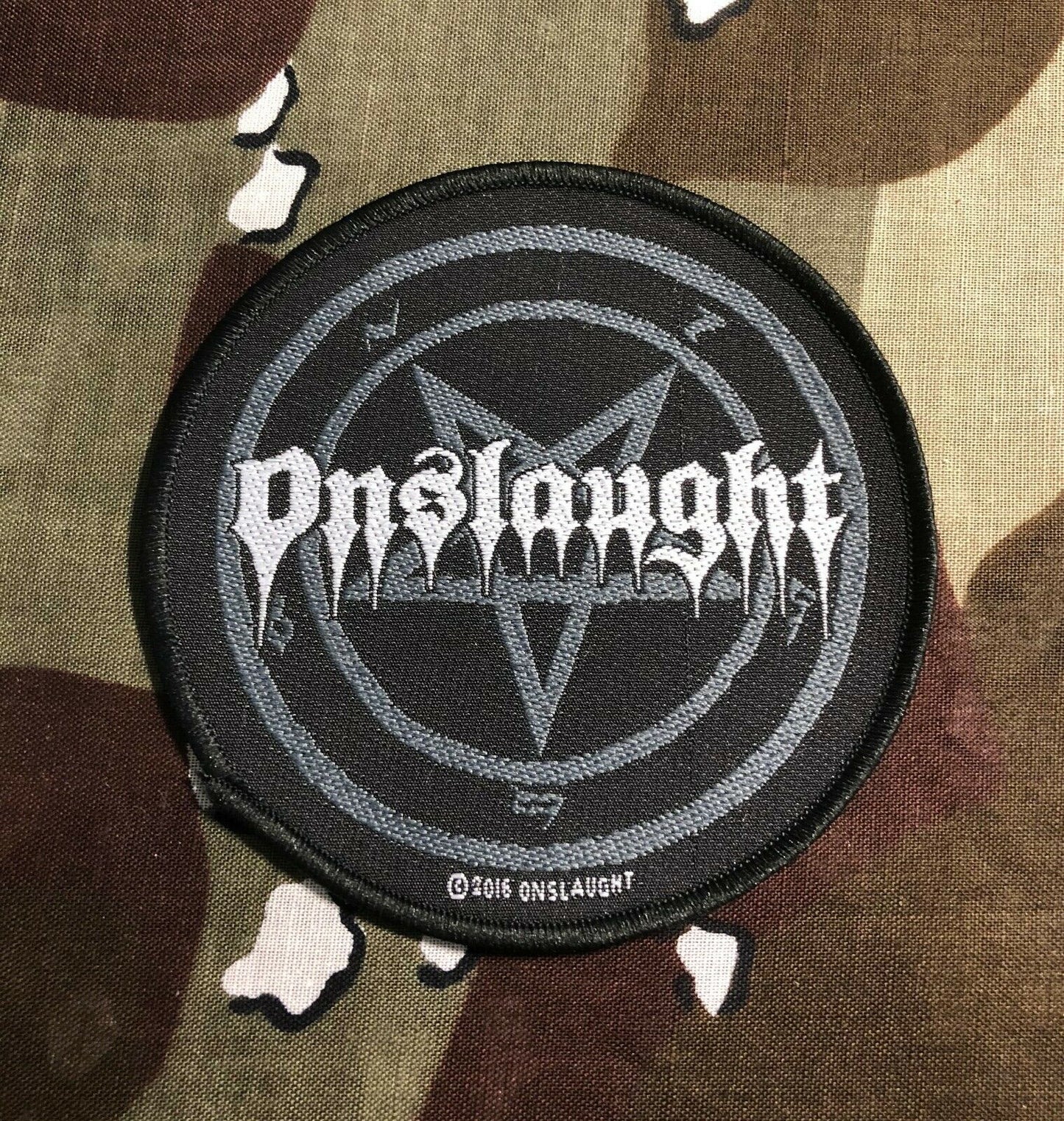 Onslaught Pentagram Logo Woven Patch O010P