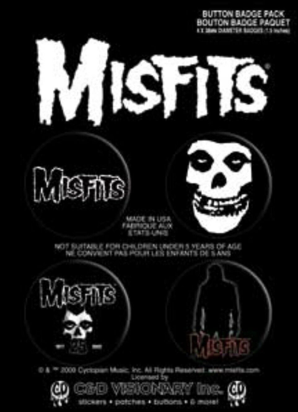 Misfits 1.5” Button Set Badge Pin