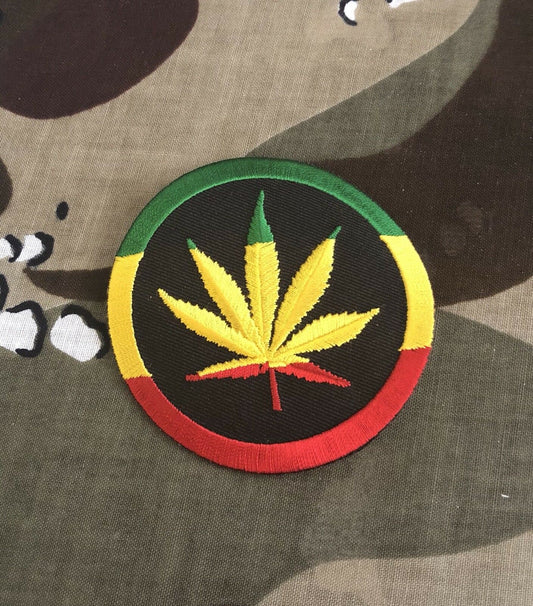 Rasta Pot Leaf Marijuana Embroidered Patch R004P