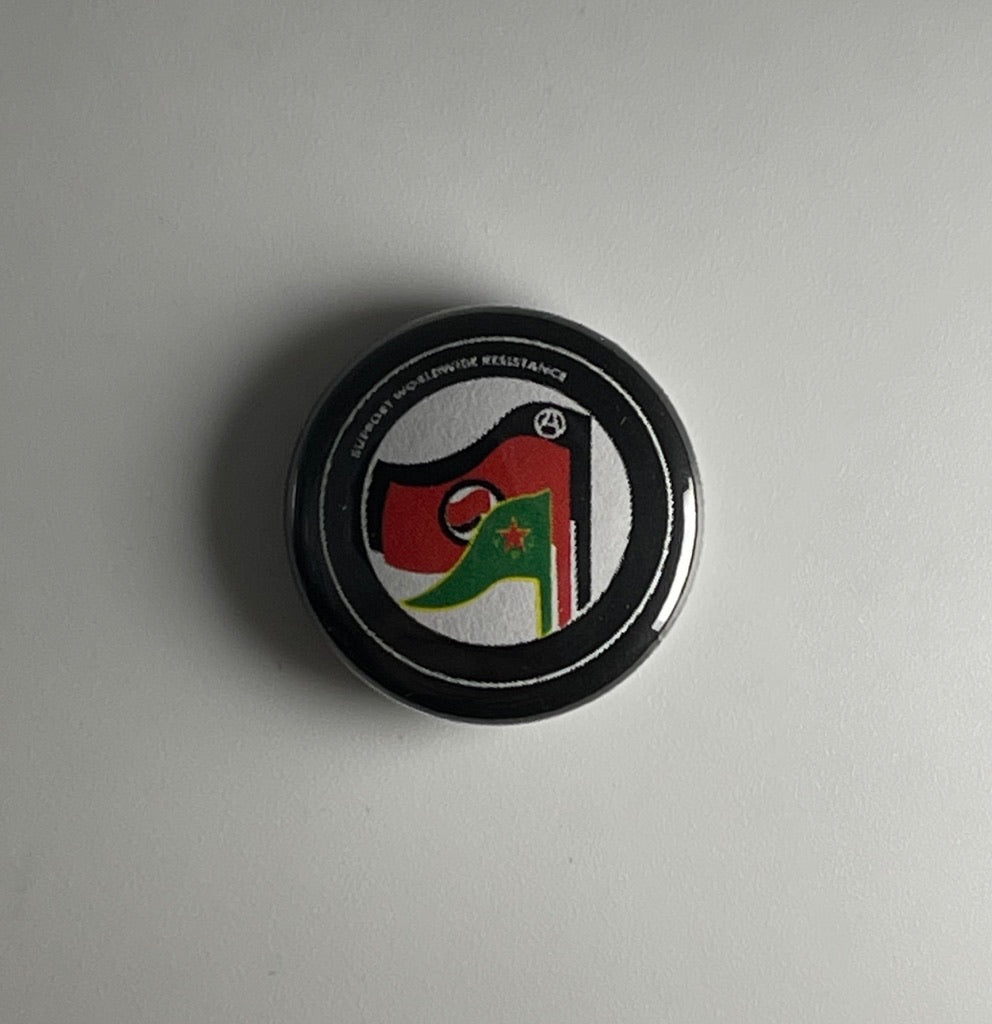 YPG Rojava Antifa Worldwide Resistance United 1" Button Y007B Badge Pin