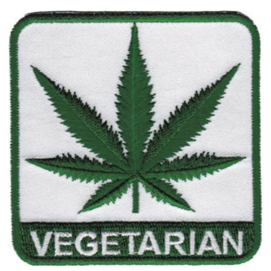 Vegetarian Weed Marijuana Embroidered Patch W016P