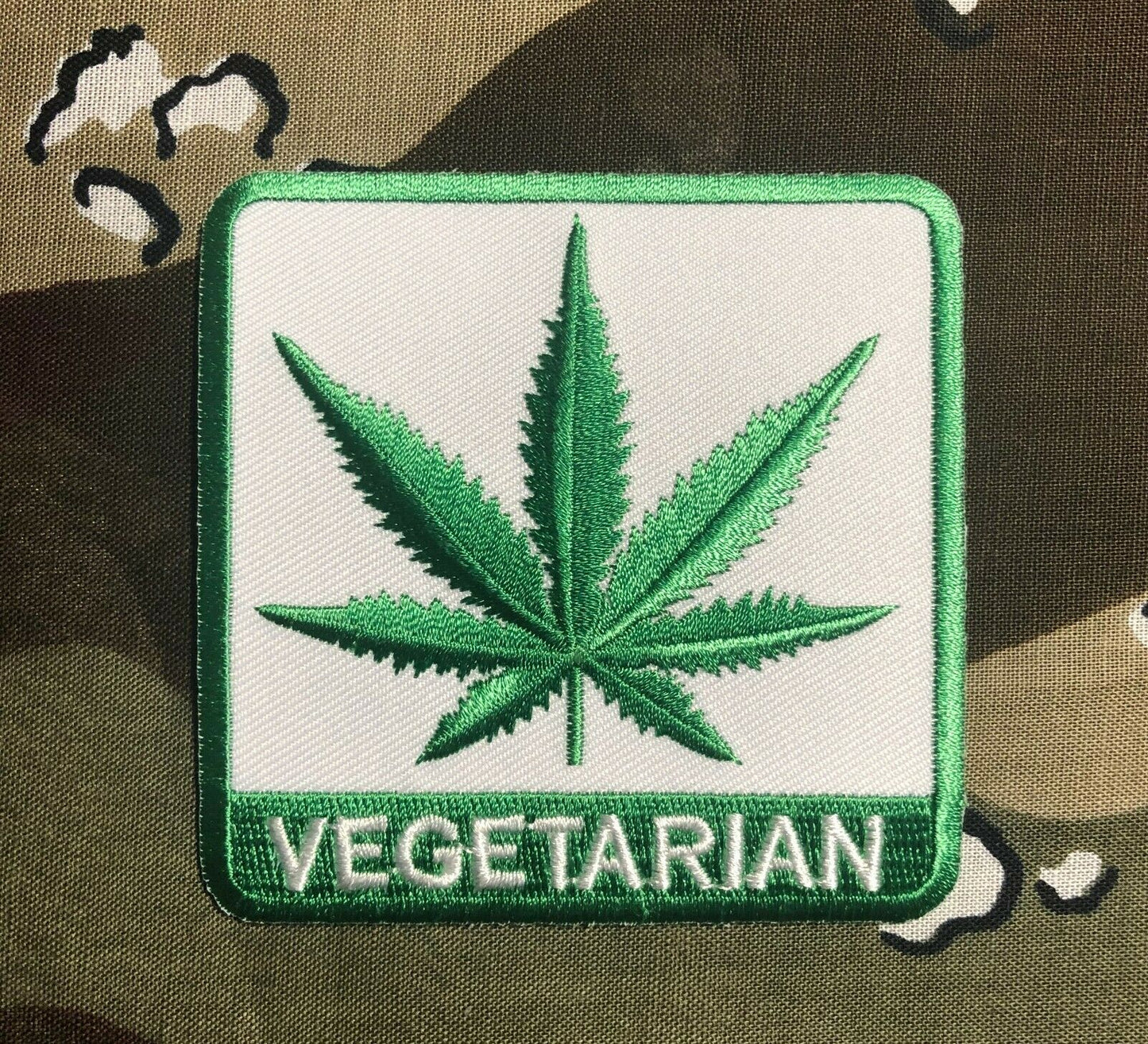 Vegetarian Weed Marijuana Embroidered Patch W016P