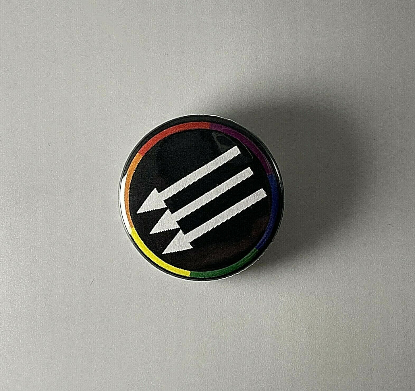 Iron Front Rainbow LGBTQ Anti-Fascist 1.25" Button I001B125 Pin Badge