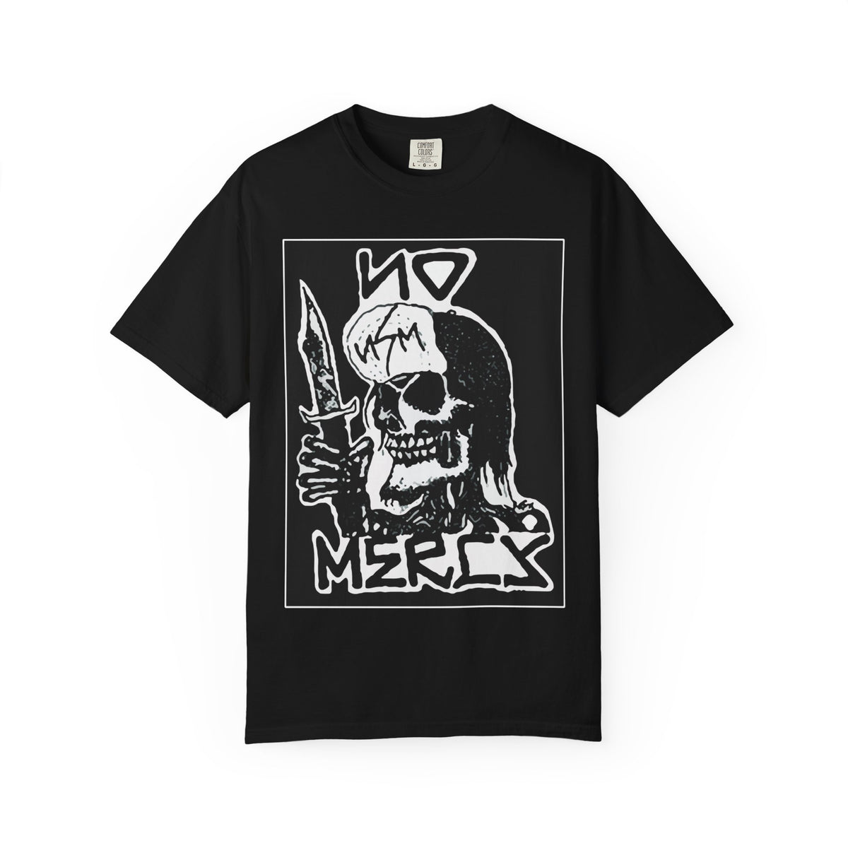 No Mercy Skull T-Shirt — Graphic Punk Skull With Knife Tee