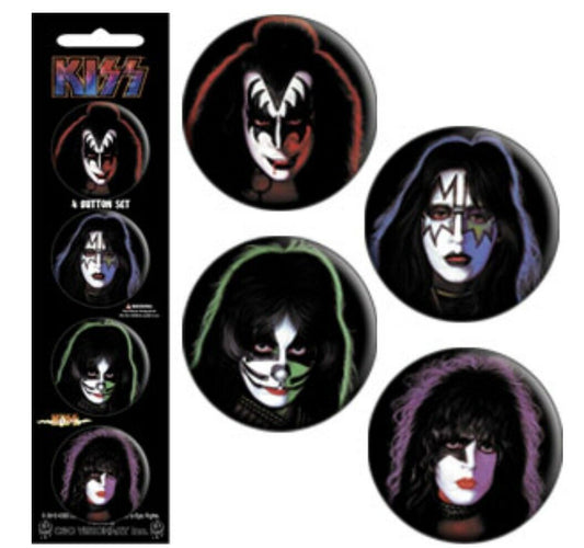 Kiss 1.25” Four Button Set K001BS Badge Pin