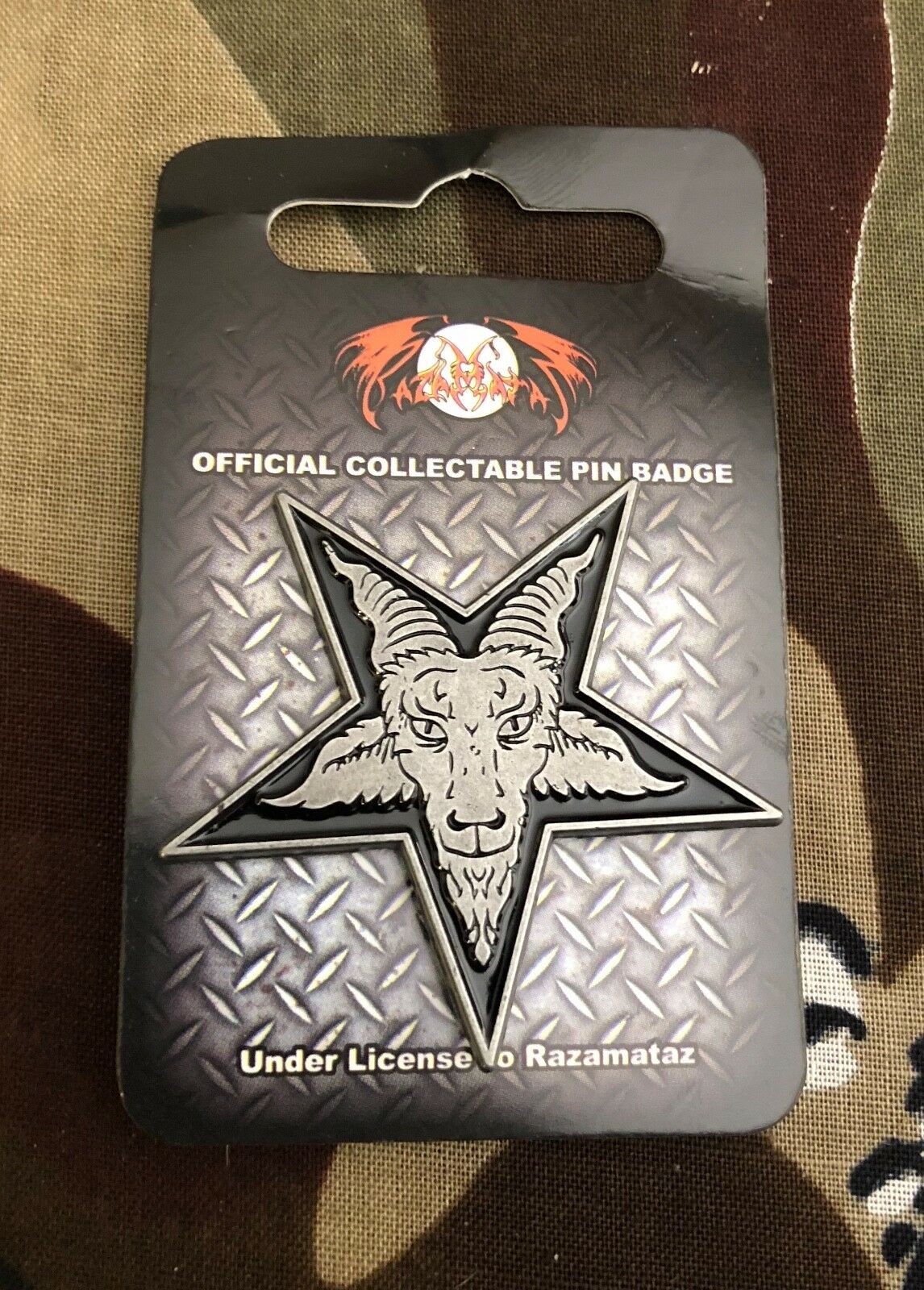 Baphomet Pentagram Goat Metal Badge Pin B002PC