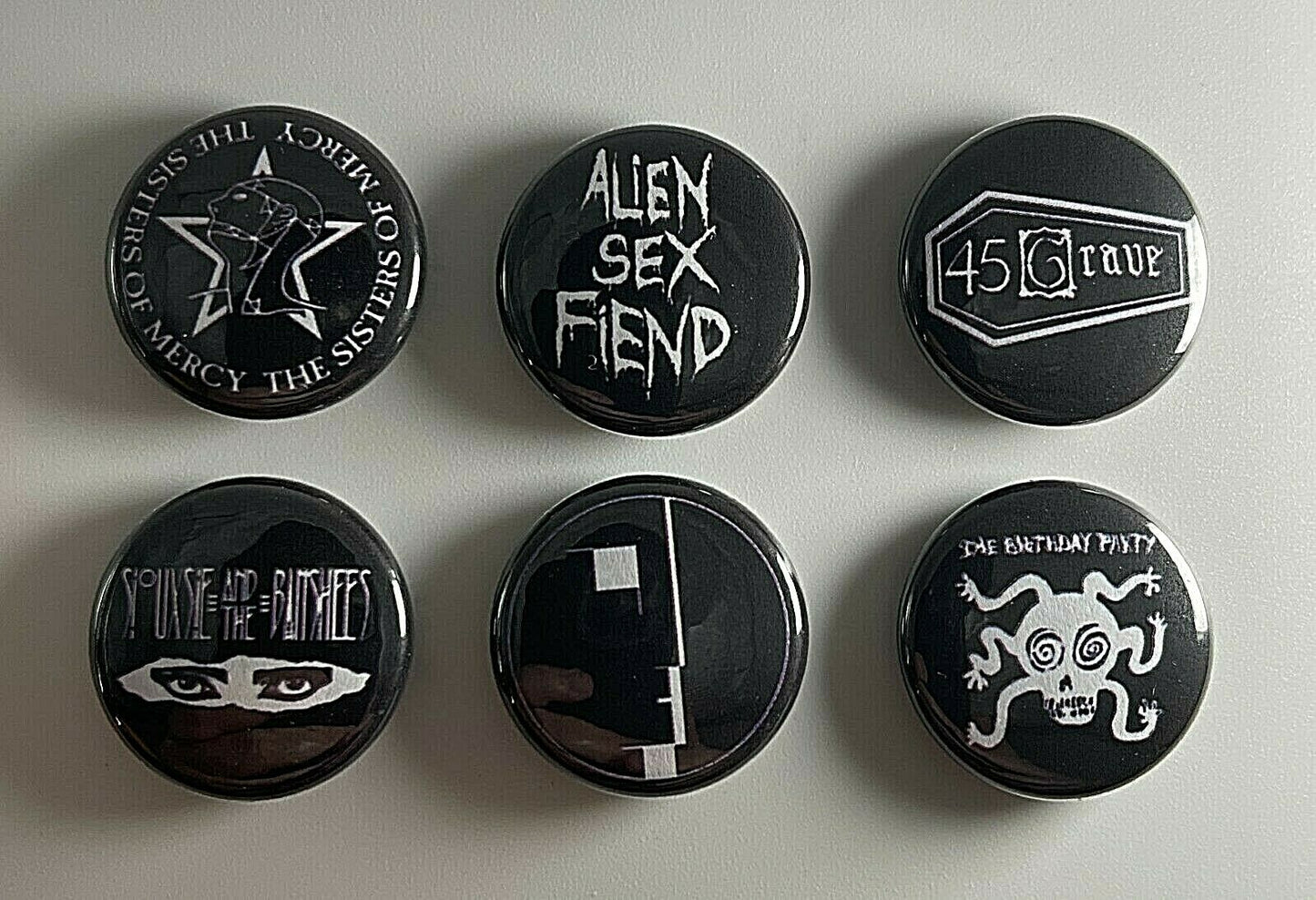 Goth Rock 1” 6 Button Set G001BS Bauhaus 45 Grave Sisters Of Mercy Badge Pin Lot