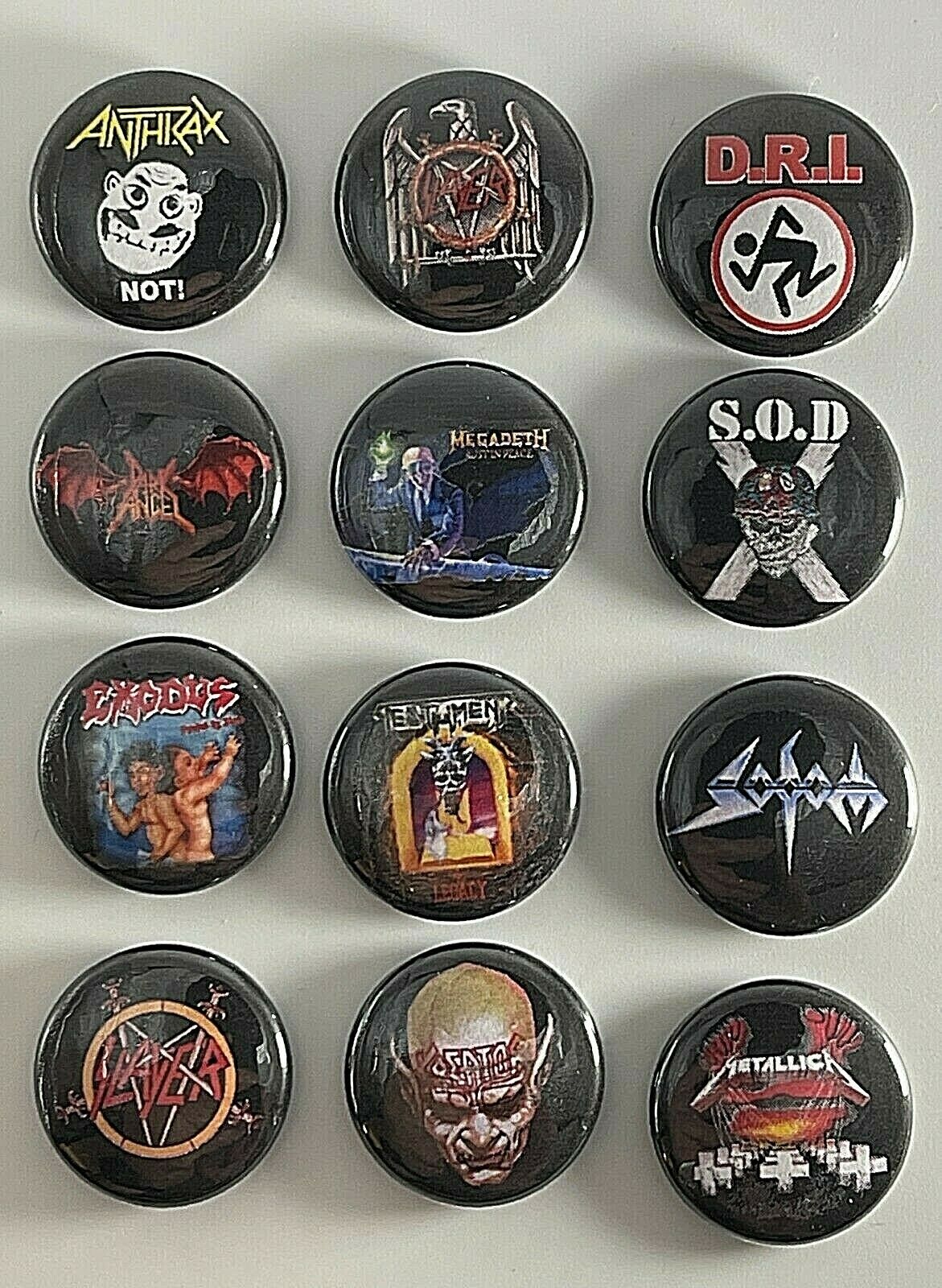 Thrash Metal 1” 12 Button Set T003BS Badge Pin Lot Slayer Kreator Exodus Sodom