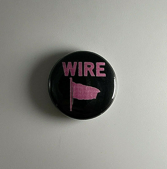 Wire Pink Flag 1” Button W004B Pin Badge